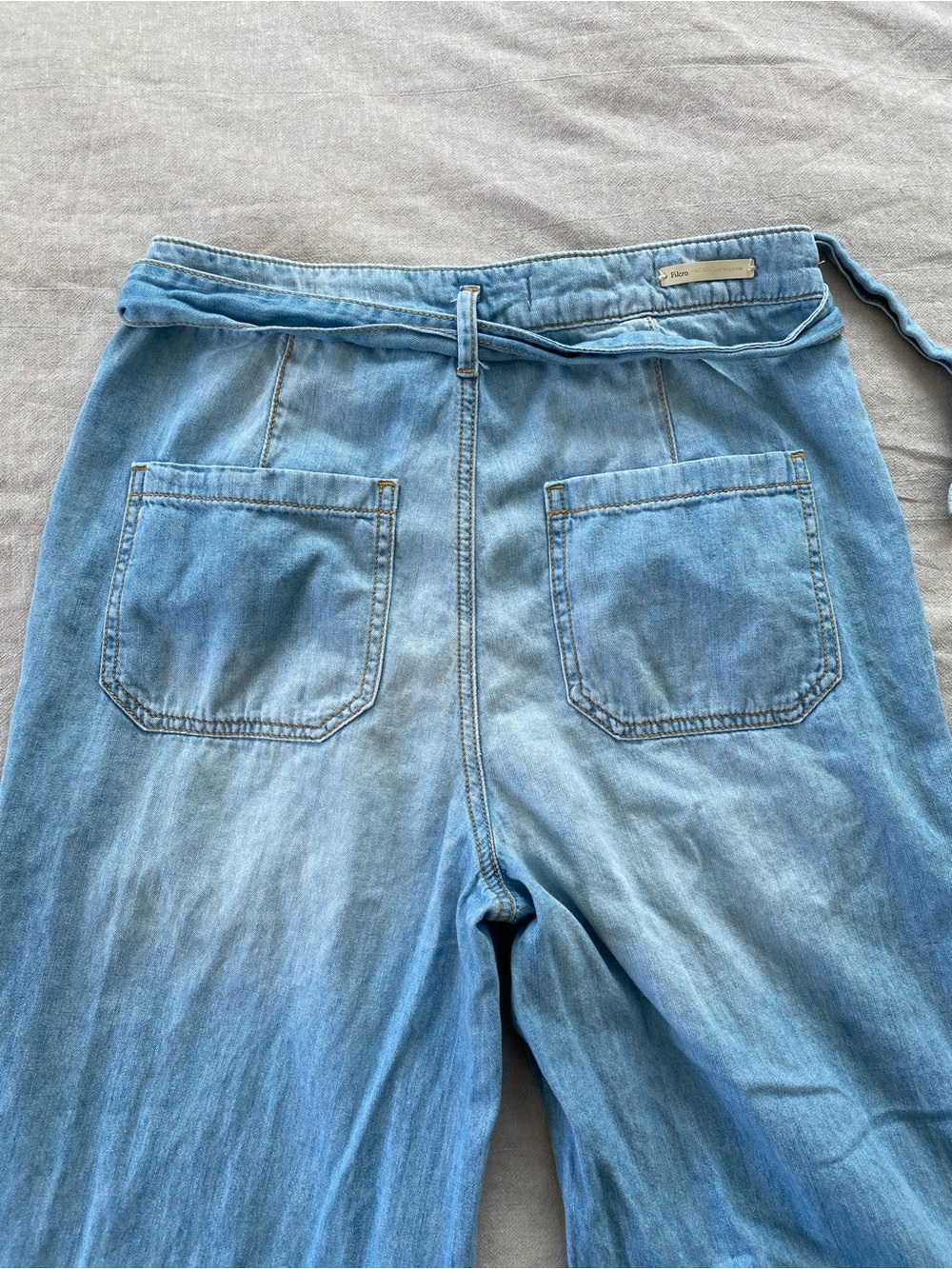 Anthropologie Pilcro Light Blue High Rise Wide-Leg Tie-Waist Jeans - Picture 14 of 15